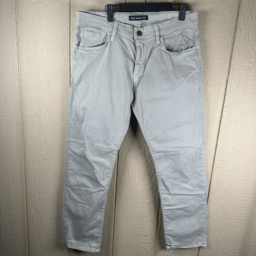 Mavi Jeans Zach Straight Leg Mens Size 34x30 Gray Stretch Twill Pants Casual